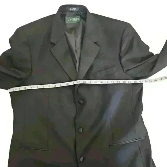 Ralph Lauren Mens Black Green Label Classic Formal Suit Jacket 44L